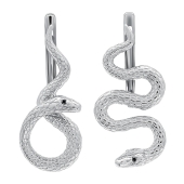 Асимметричные серьги из серебра с фианитами