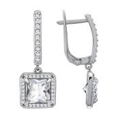Серьги из серебра с фианитами