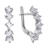 Серьги из серебра с фианитами