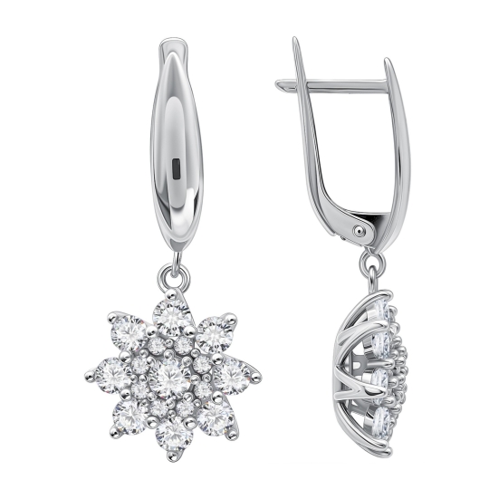 Серьги из серебра с фианитами