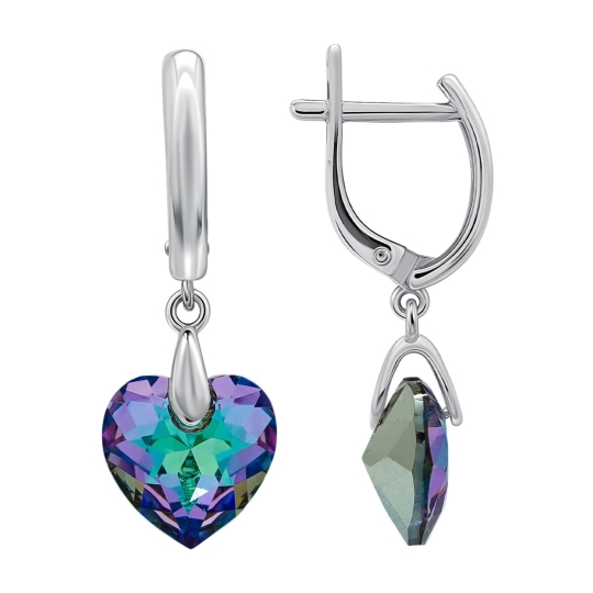 Серьги из серебра с ювелирными кристаллами