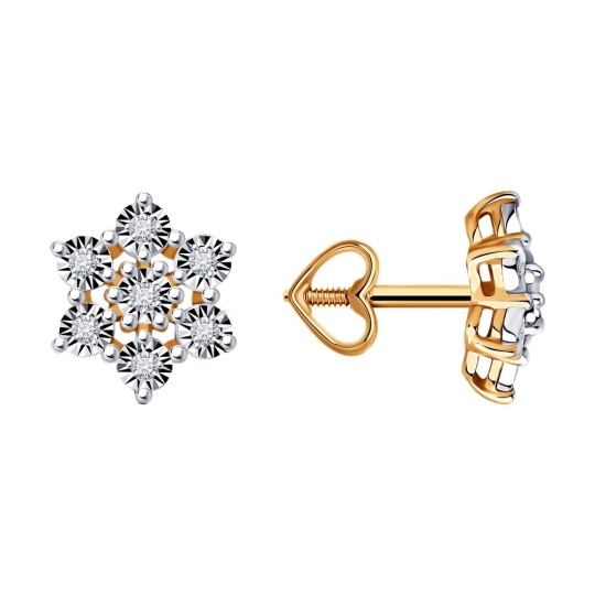 Серьги из золота с бриллиантами и танзанитами