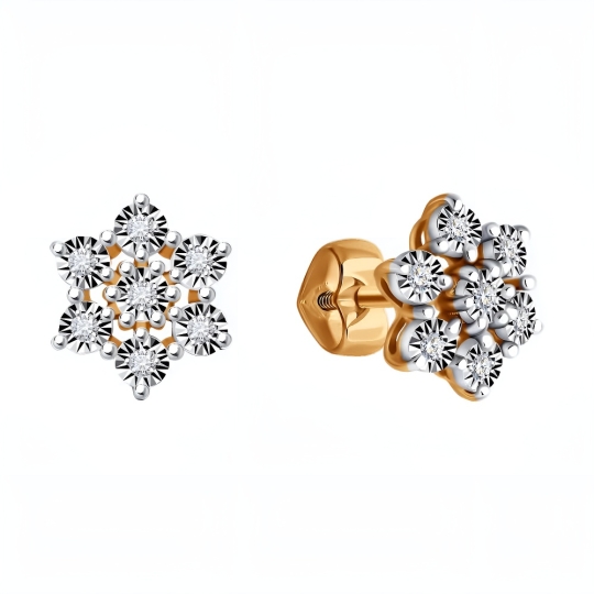 Серьги из золота с бриллиантами и танзанитами