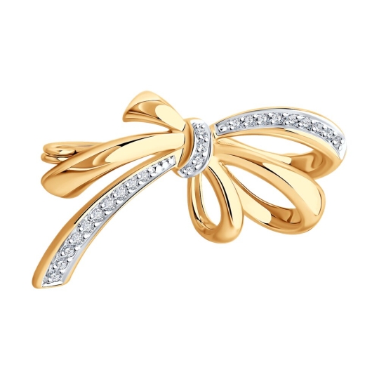 Брошь из золота с фианитами