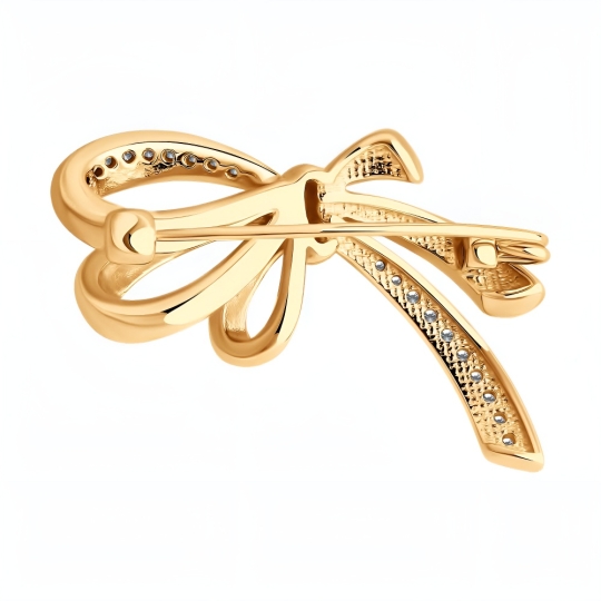 Брошь из золота с фианитами