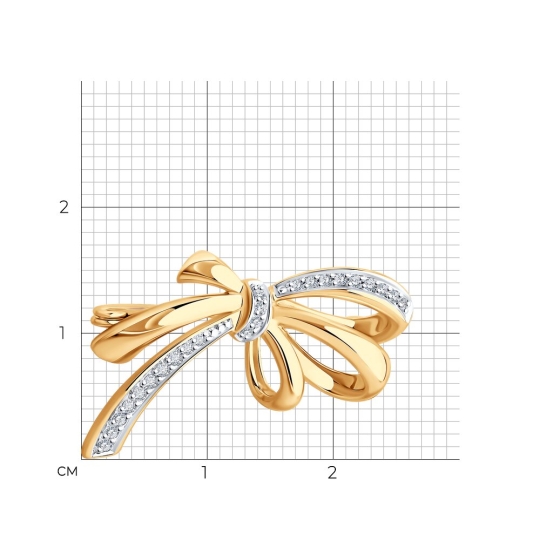 Брошь из золота с фианитами