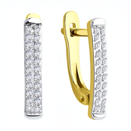 Серьги из золота с фианитами