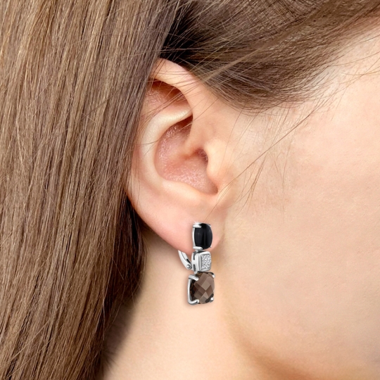 Серьги из серебра с фианитами "Сердце"