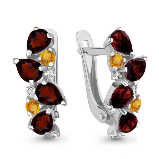 Серьги из серебра с фианитами