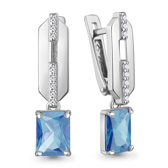 Серьги из серебра с эмалью и фианитами