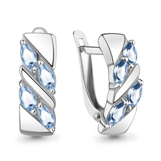 Серьги-продевки из серебра с фианитами