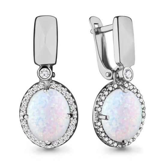 Серьги из серебра с фианитами