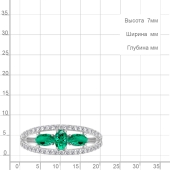 Кольцо из серебра с ювелирными кристаллами и фианитами