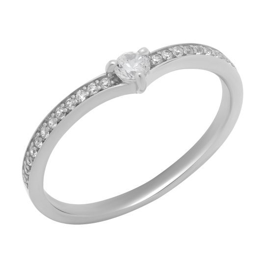 Кольцо из серебра с позолотой, раухтопазом и фианитами