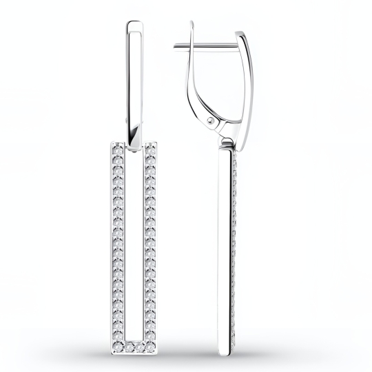 Серьги из серебра с фианитами