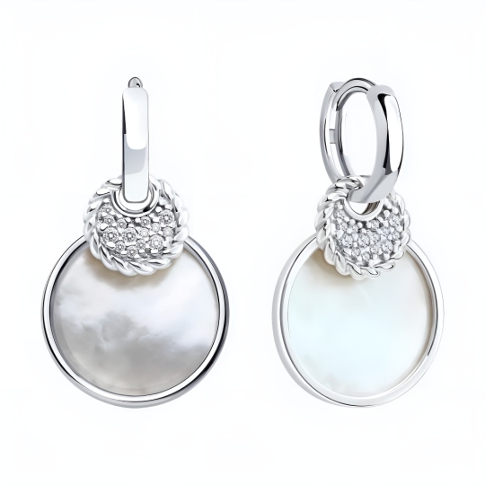 Колье из серебра с перламутром и фианитами