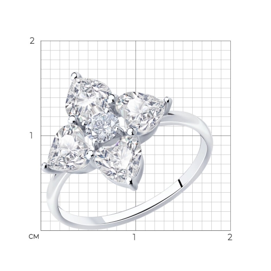 Кольцо из серебра с фианитами