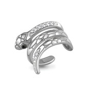 Серьга-кафф из серебра с ювелирными кристаллами и фианитами