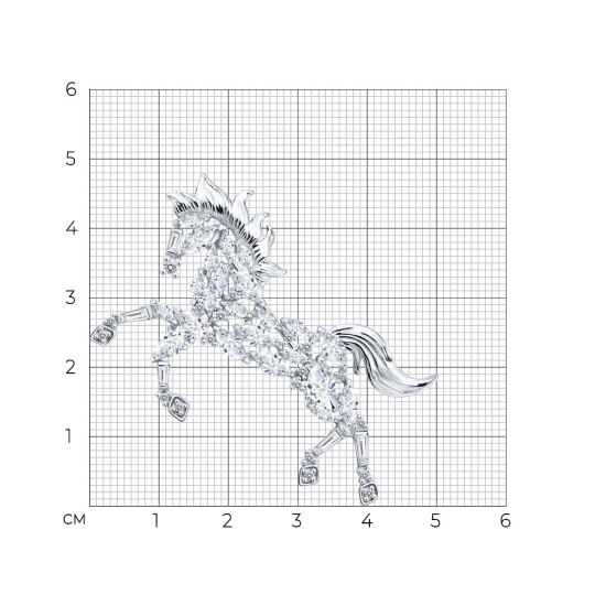 Брошь из серебра с фианитами "Лев"