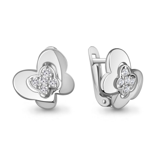Серьги из серебра с фианитом