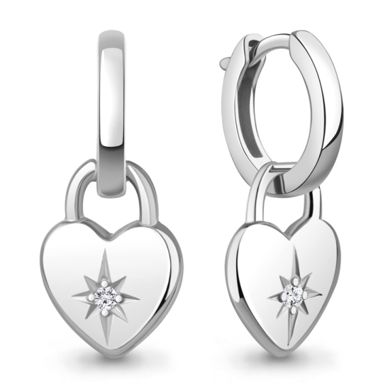 Серьги из серебра с корундами и фианитами 