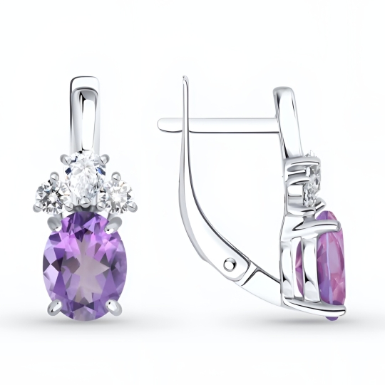 Подвеска из серебра с аметистом и фианитами