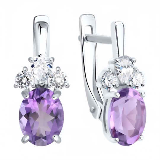 Подвеска из серебра с аметистом и фианитами