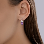 Серьги из серебра с аметистами и фианитами