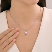 Подвеска из серебра с аметистом и фианитами