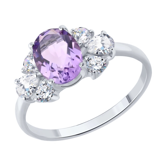 Подвеска из серебра с аметистом и фианитами