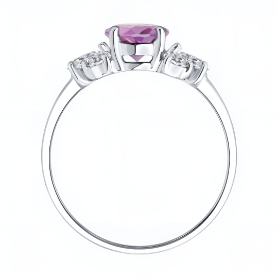 Подвеска из серебра с аметистом и фианитами