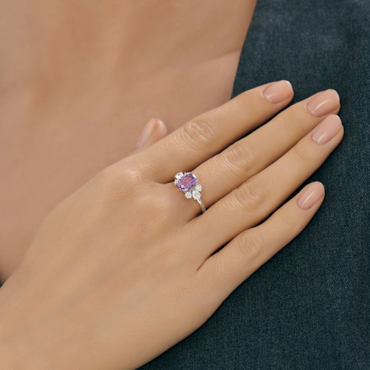 Подвеска из серебра с аметистом и фианитами