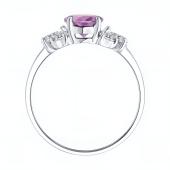Кольцо из серебра с аметистом и фианитами