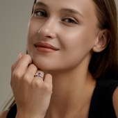 Кольцо из серебра с аметистом и фианитами