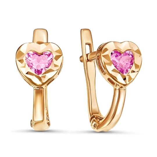 Серьги из лимонного золота с фианитами