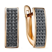 Серьги из золота с черными фианитами