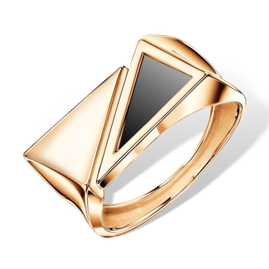 Кольцо из комбинированного золота с алмазной гранью с бриллиантом