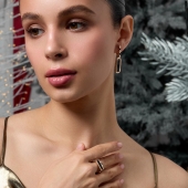 Серьги из золота с эмалью и фианитами