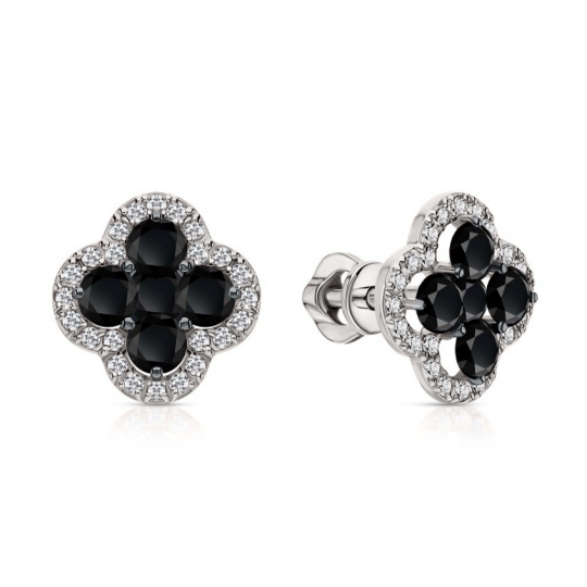 Серьги из серебра с эмалью и фианитами