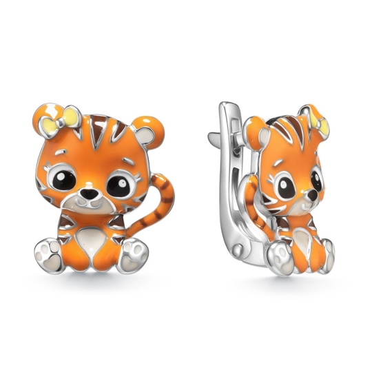 Серьги из серебра с ювелирным стеклом и фианитами 