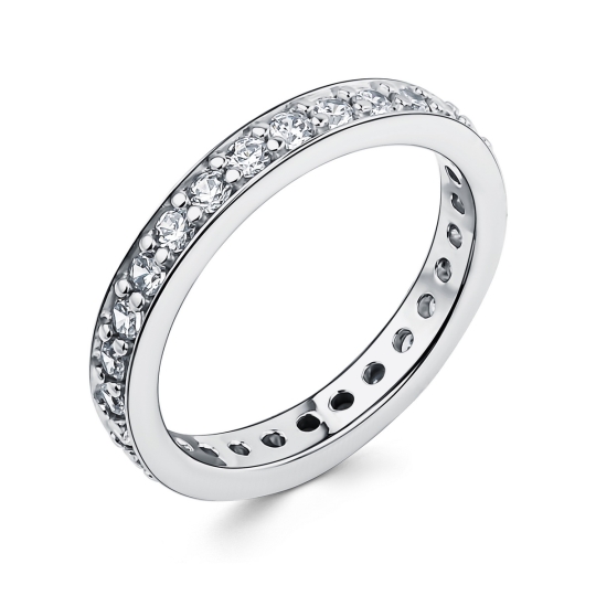 Кольцо из серебра с черными фианитами