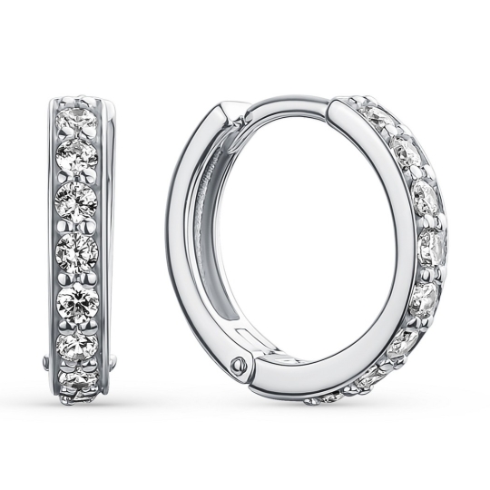 Серьги из серебра с черными фианитами