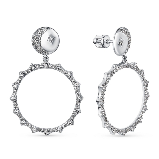 Серьги из серебра с ювелирными кристаллами