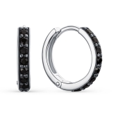 Серьги из серебра с черными фианитами