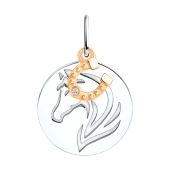 Подвеска из серебра с позолотой и фианитом 