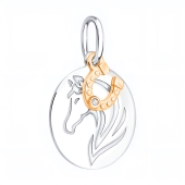 Подвеска из серебра с позолотой и фианитом 