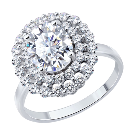 Кольцо из серебра с позолотой и фианитом