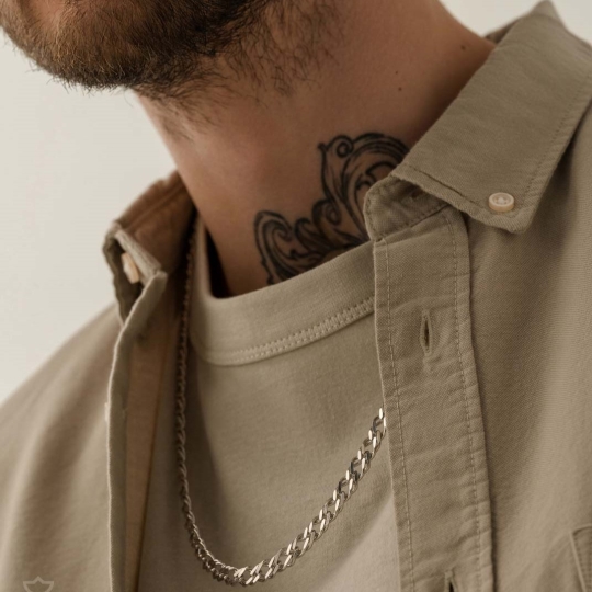 Цепь из серебра с позолотой плетения "Перлина"