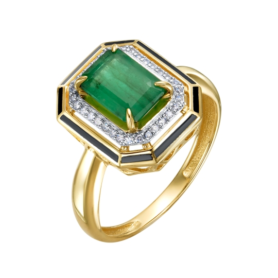 Кольцо из золота с бриллиантами и сапфировым корундом