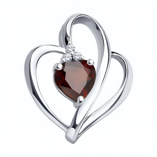 Подвеска из серебра с фианитами "Знак зодиака Овен"